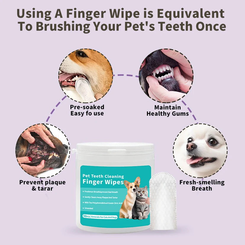 Pet cleaning products Disposable finger toothbrush Pet teeth cleaning finger covers wet wipes Dog and cat oral cleaning by HARMONYA STORE