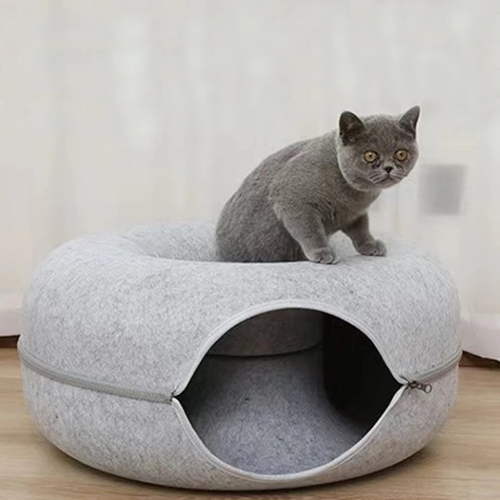 B-Tunnel Donut Cat Bed Interactive Tunnel Pet Felt Indoor Toys Cats House Kitten Training Toy Cat Kennel Cat Accessories by HARMONYA STORE