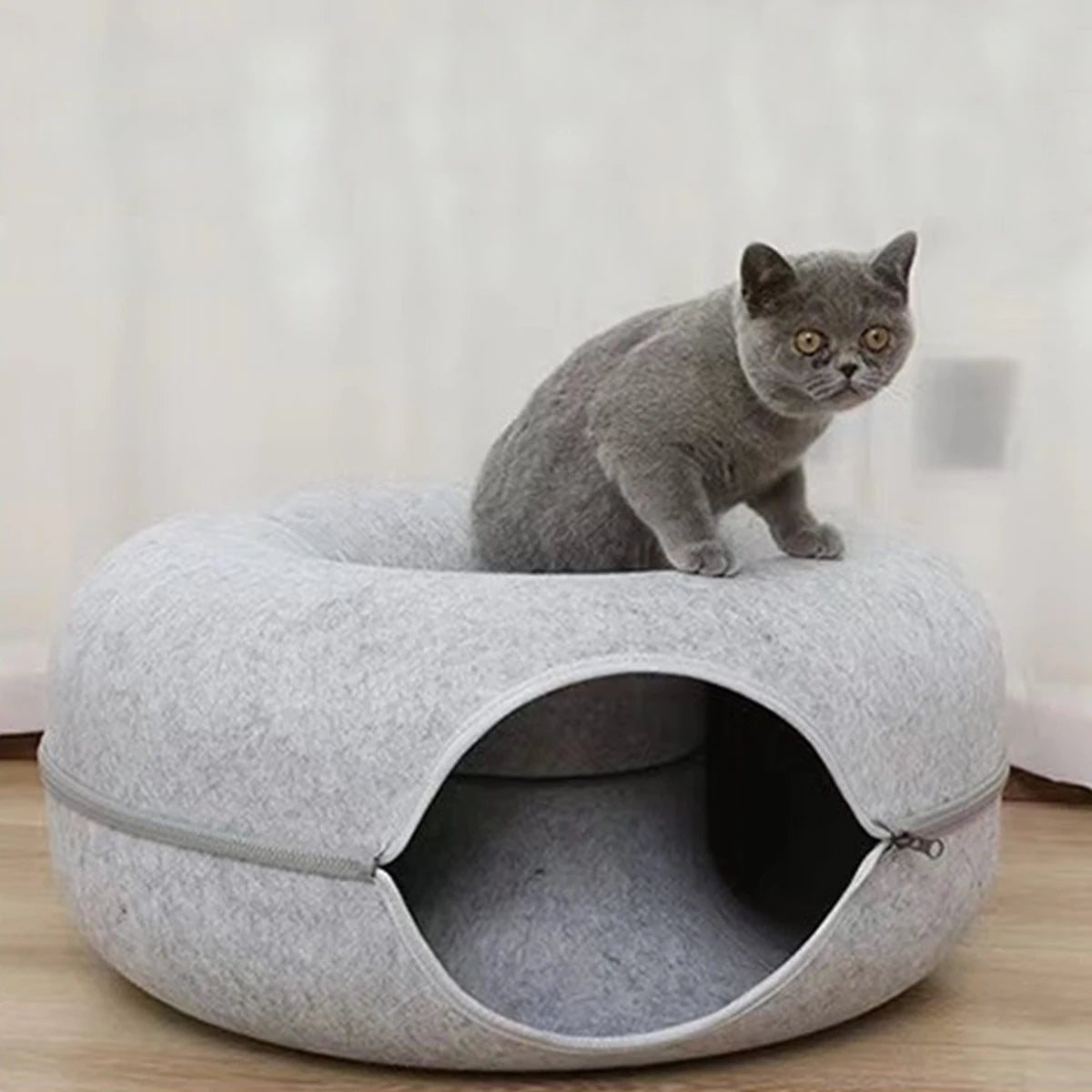 B-Tunnel Donut Cat Bed Interactive Tunnel Pet Felt Indoor Toys Cats House Kitten Training Toy Cat Kennel Cat Accessories by HARMONYA STORE