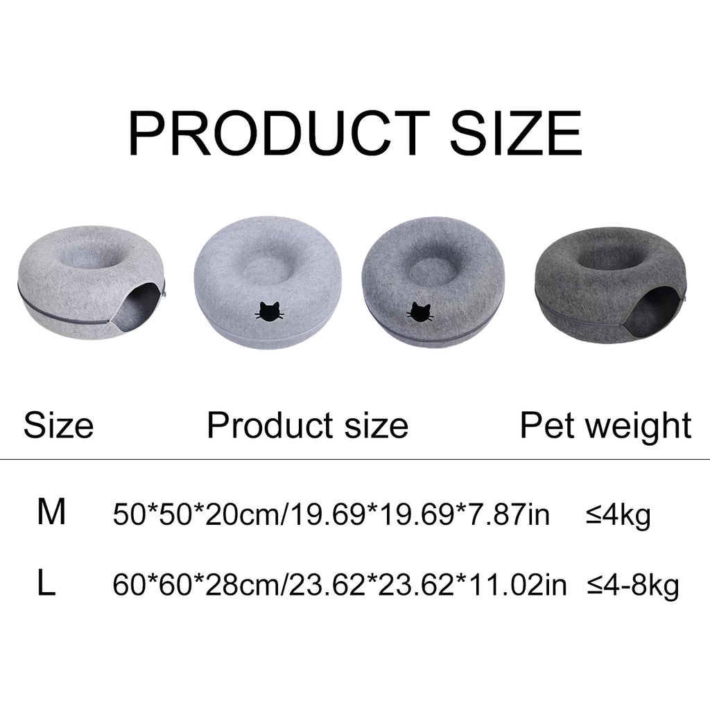 B-Tunnel Donut Cat Bed Interactive Tunnel Pet Felt Indoor Toys Cats House Kitten Training Toy Cat Kennel Cat Accessories by HARMONYA STORE