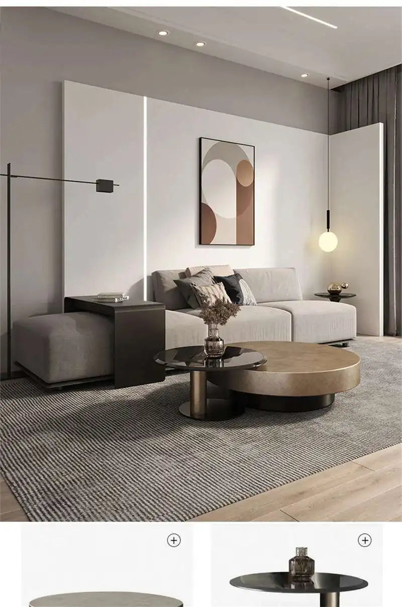 Designer Stainless Steel Coffee Tables European Luxury Round Tea Table Living Room Furniture Italian Tempered Glass Side Table by HARMONYA STORE