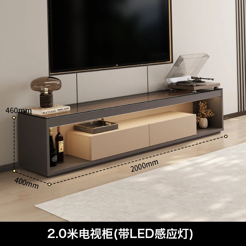 Glas Transparent Tv Table Cabinet Storage Luxury Floor Modern Tv Table Entertainment Center Meuble Television Salon Furnitures by HARMONYA STORE