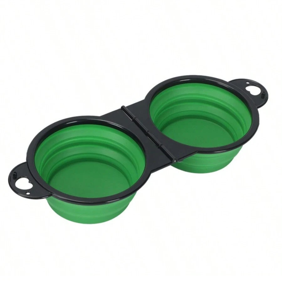 1-piece 2-in-1 Foldable Dual Bowl Feeding Bowl Portable Outdoor Travel Dog Cat Drinking Bowl Pet Supplies Outdoor Feeding Water by HARMONYA STORE