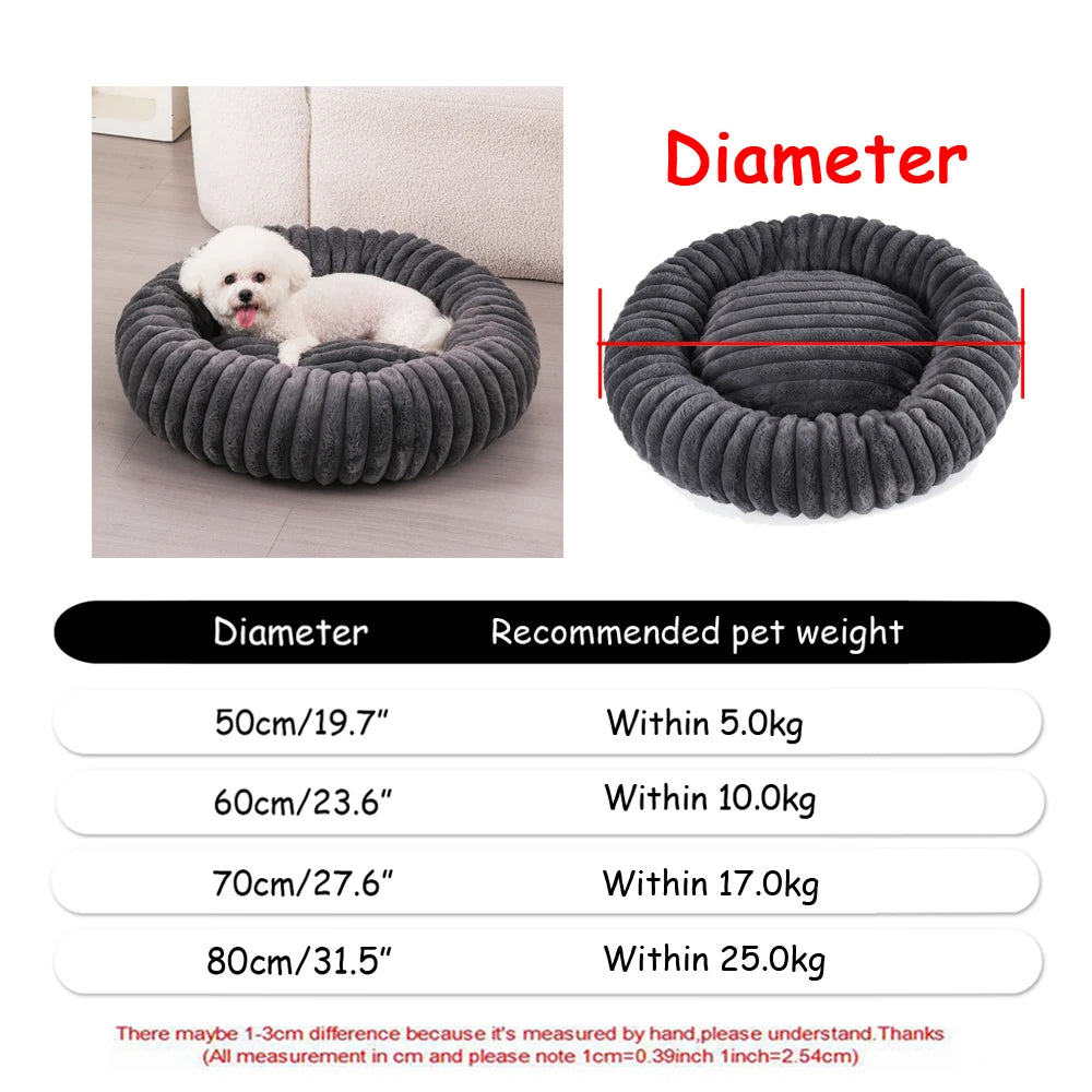 40-90cm 6 Sizes Round Pet Bed for Large Dog Bed Super Soft Cat Bed Plush Dog House for Medium Dog House Winter Warm Sleeping HARMONYA STORE