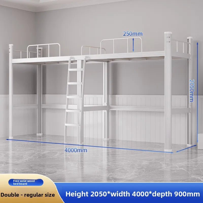 Upper Bed Lower Table Combined Bed College Dormitory Elevated Bed Small Apartment Household Wrought Iron Bed Apartment Bed by HARMONYA STORE