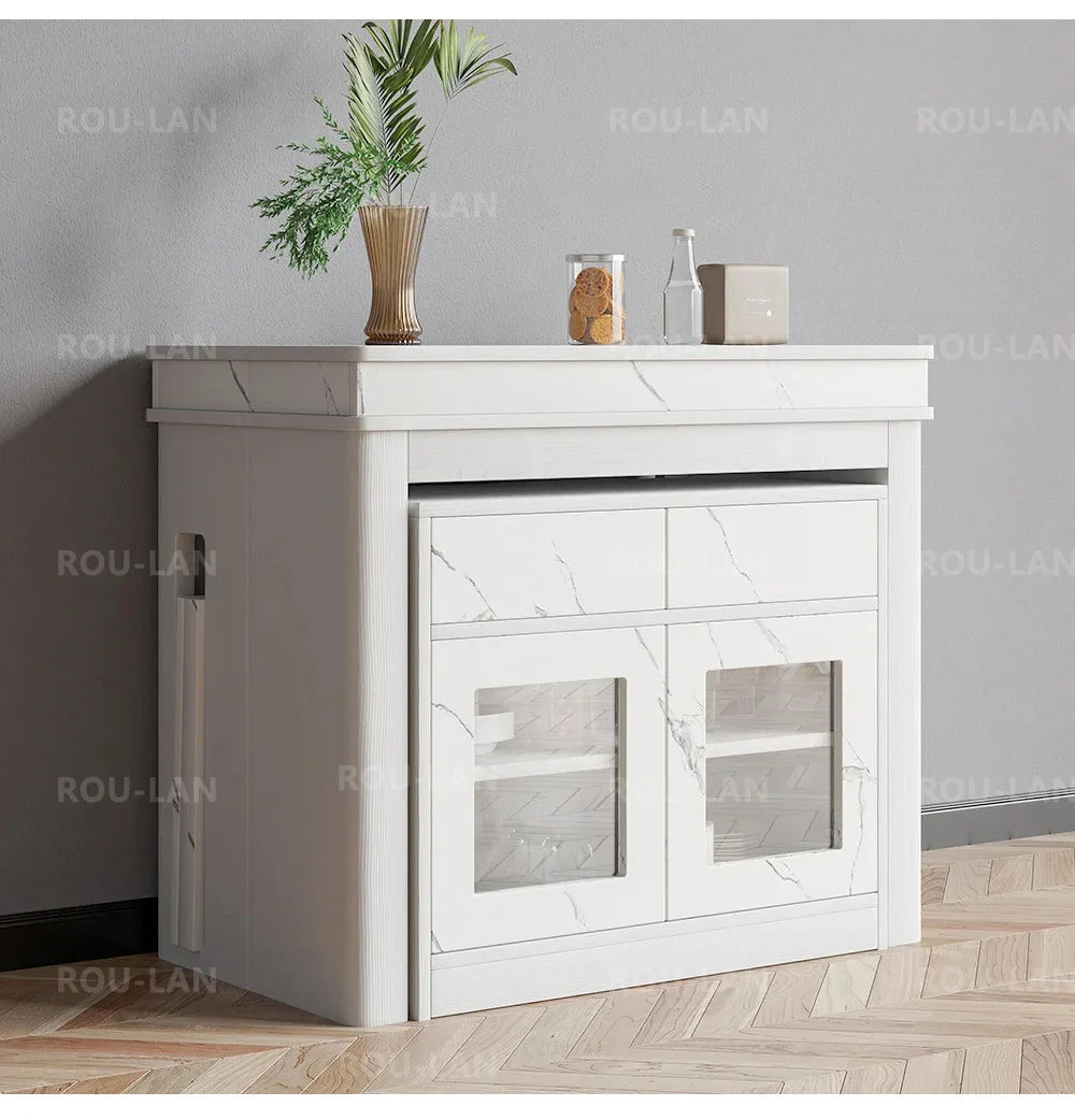 Modern Extendable Dining Table Rectangle Sideboard With Storage by HARMONYA STORE
