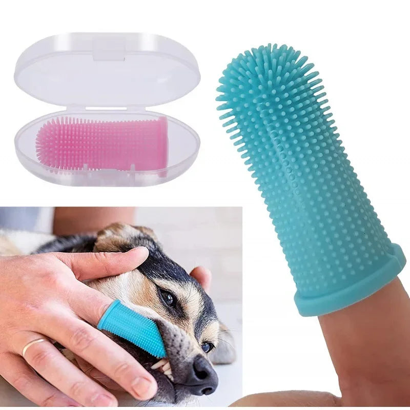 Dog Super Soft pet Finger Toothbrush Teeth Cleaning Breath Care Nontoxic Silicone Tooth Brush Cat dog toothbrush pet products by HARMONYA STORE