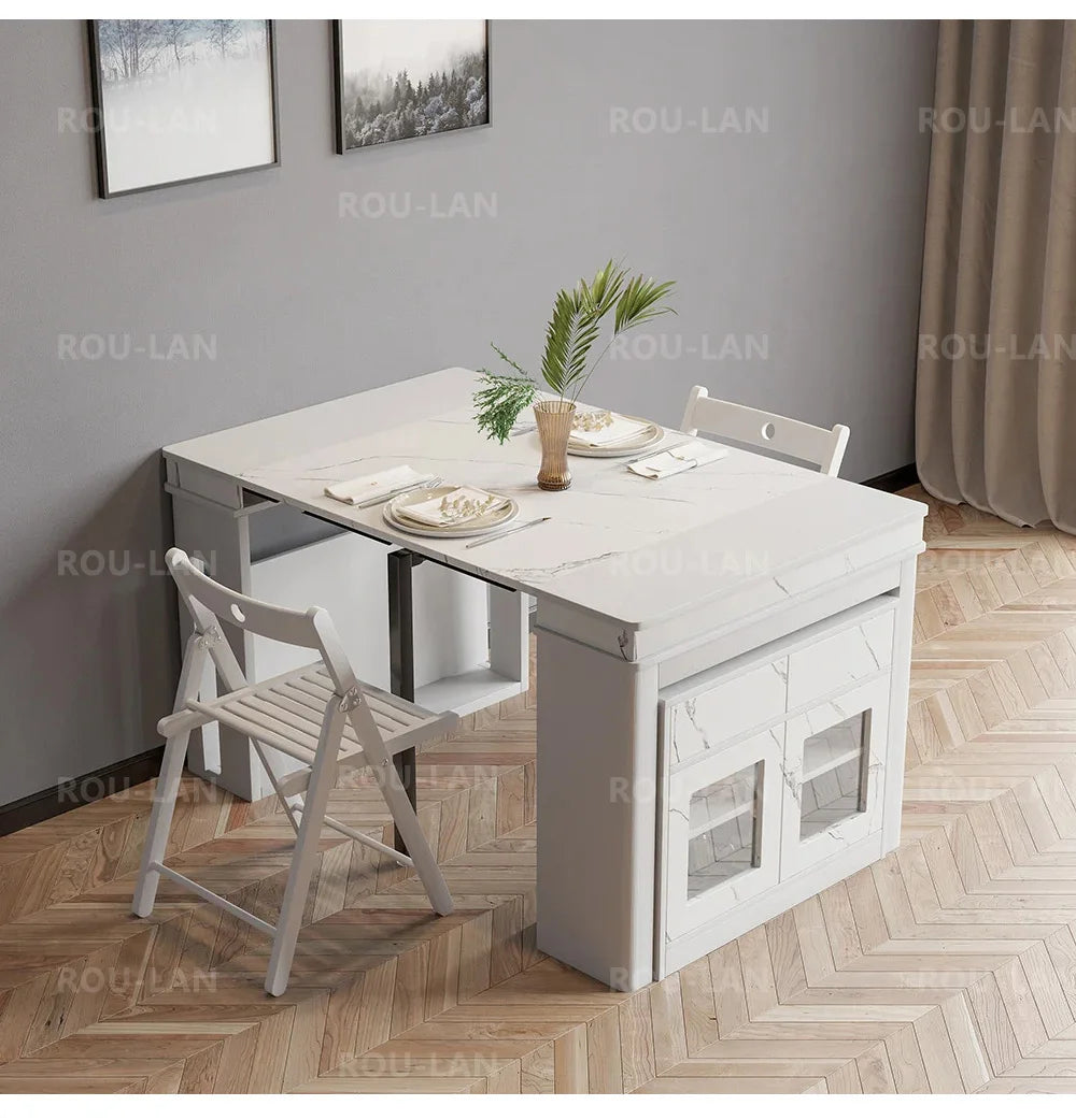 Modern Extendable Dining Table Rectangle Sideboard With Storage by HARMONYA STORE