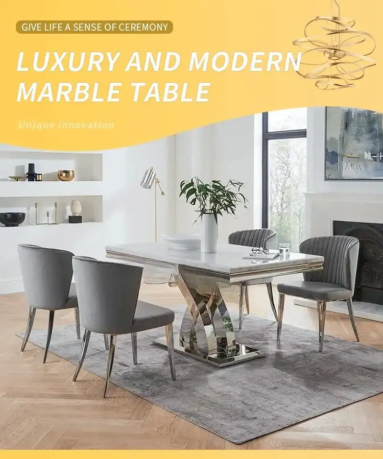 Modern Dining Table Set 6 Seater Marble Table Luxury Dining Tables Living Room, Furniture by DSERS