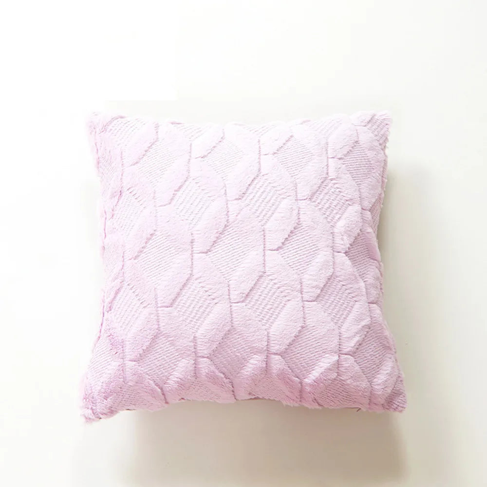 Plush Embroidered Cushion Cover 50x50cm/60x60 Faux Fur Soft Square Case Nordic Sofa Throw Pillow Cover Bedroom Home Decor by HARMONYA STORE
