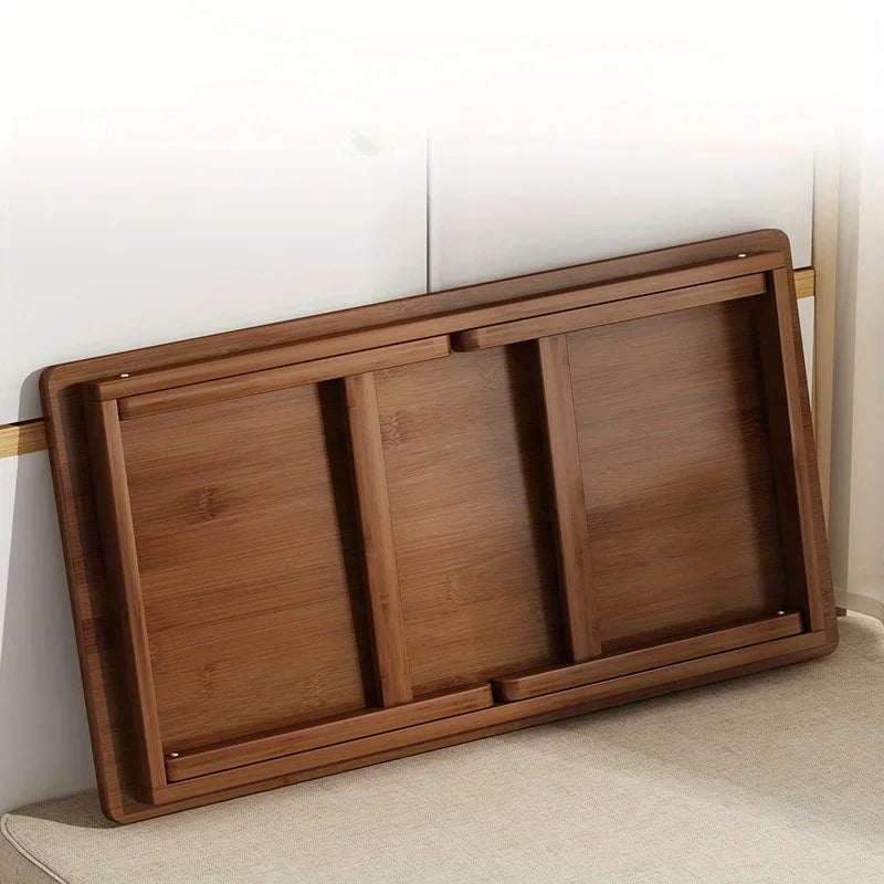 Versatile Foldable Coffee Table - Brown, Bamboo Top, Contemporary Style for Bay Window, Balcony, or Study Area, tea table by HARMONYA STORE