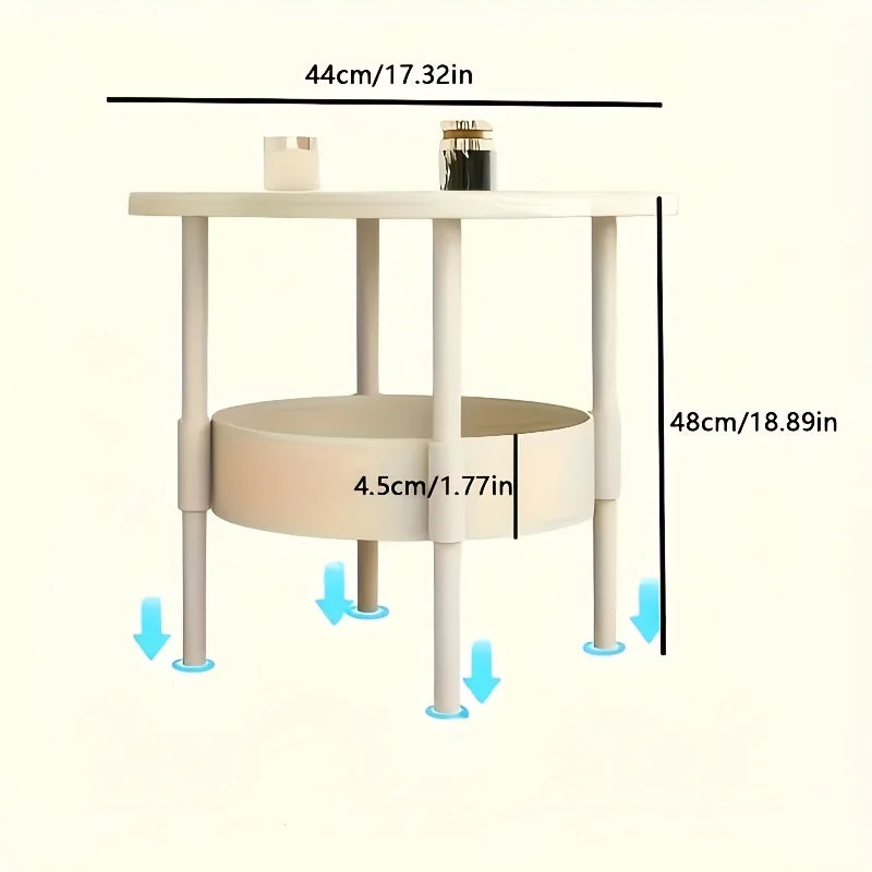 [Stylish Side Table] Stylish Modern Round Side Table with Storage Shelf | Space-Saving, Lightweight for Living Room, Bedroom by HARMONYA STORE
