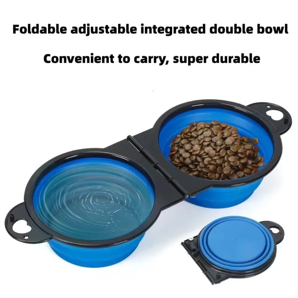 1-piece 2-in-1 Foldable Dual Bowl Feeding Bowl Portable Outdoor Travel Dog Cat Drinking Bowl Pet Supplies Outdoor Feeding Water by HARMONYA STORE