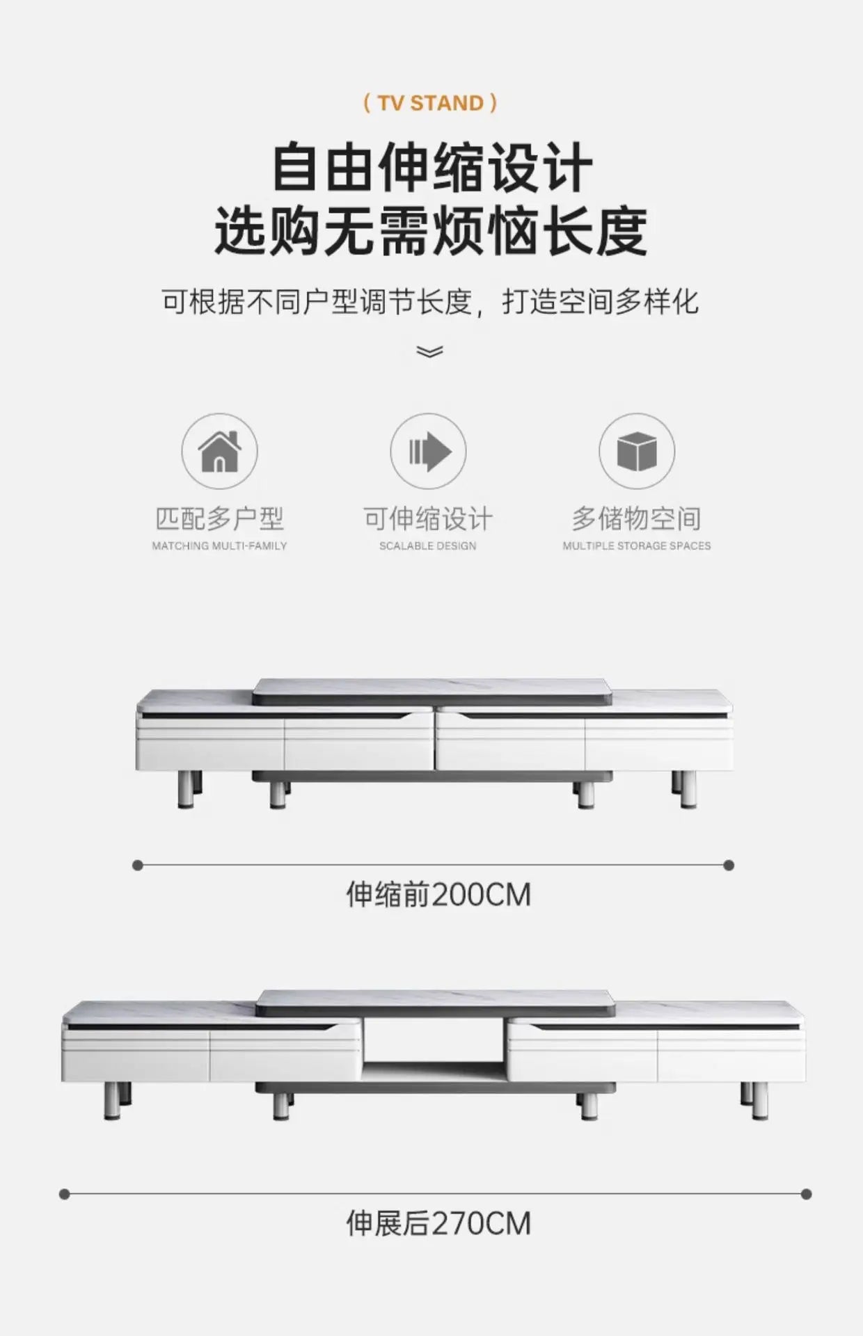 Modern LED TV Stand for Televisions Up Coffee Table Glass Shelves and Drawer Gaming Entertainment Center with Multiple Cabinet by HARMONYA STORE