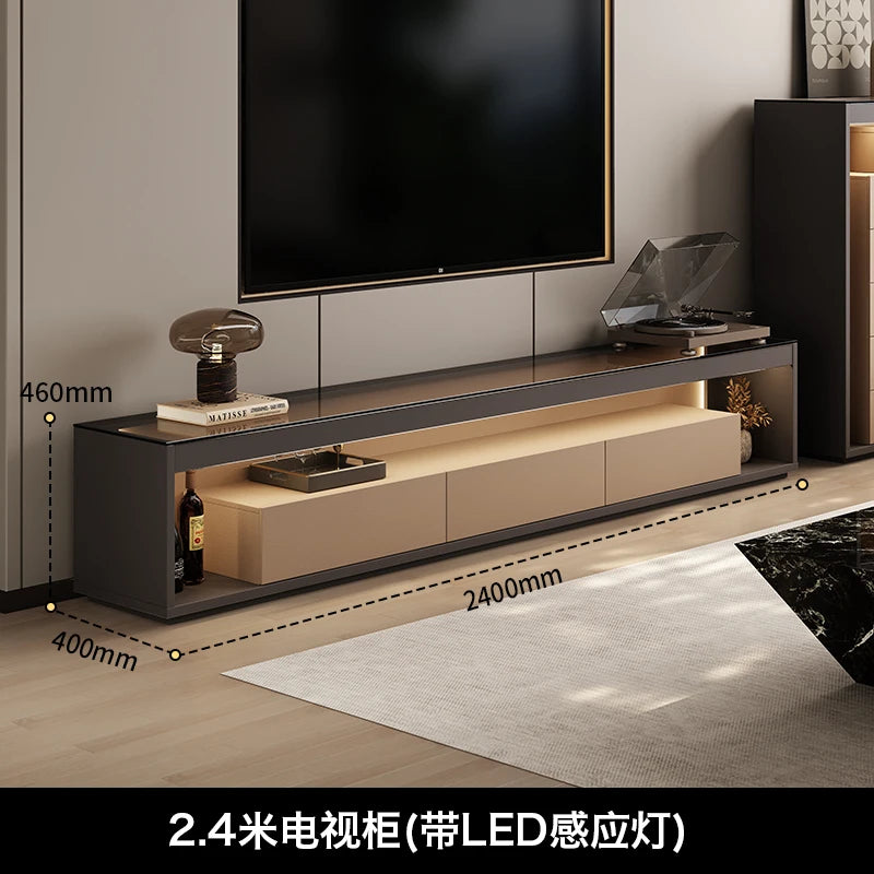 Glas Transparent Tv Table Cabinet Storage Luxury Floor Modern Tv Table Entertainment Center Meuble Television Salon Furnitures by HARMONYA STORE