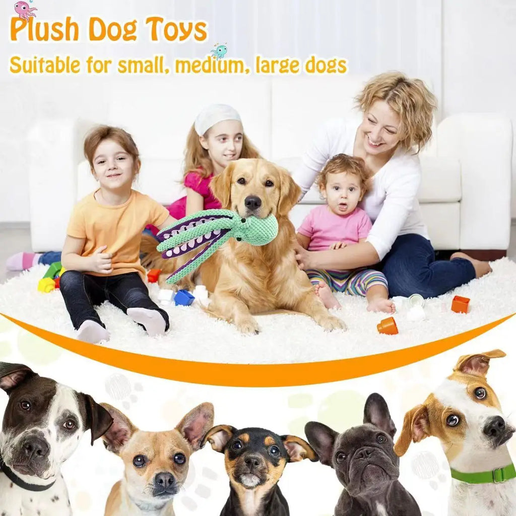 Dog pet plush octopus toy interactive sound anti-demolition home large and small dog boredom companion toy by HARMONYA STORE