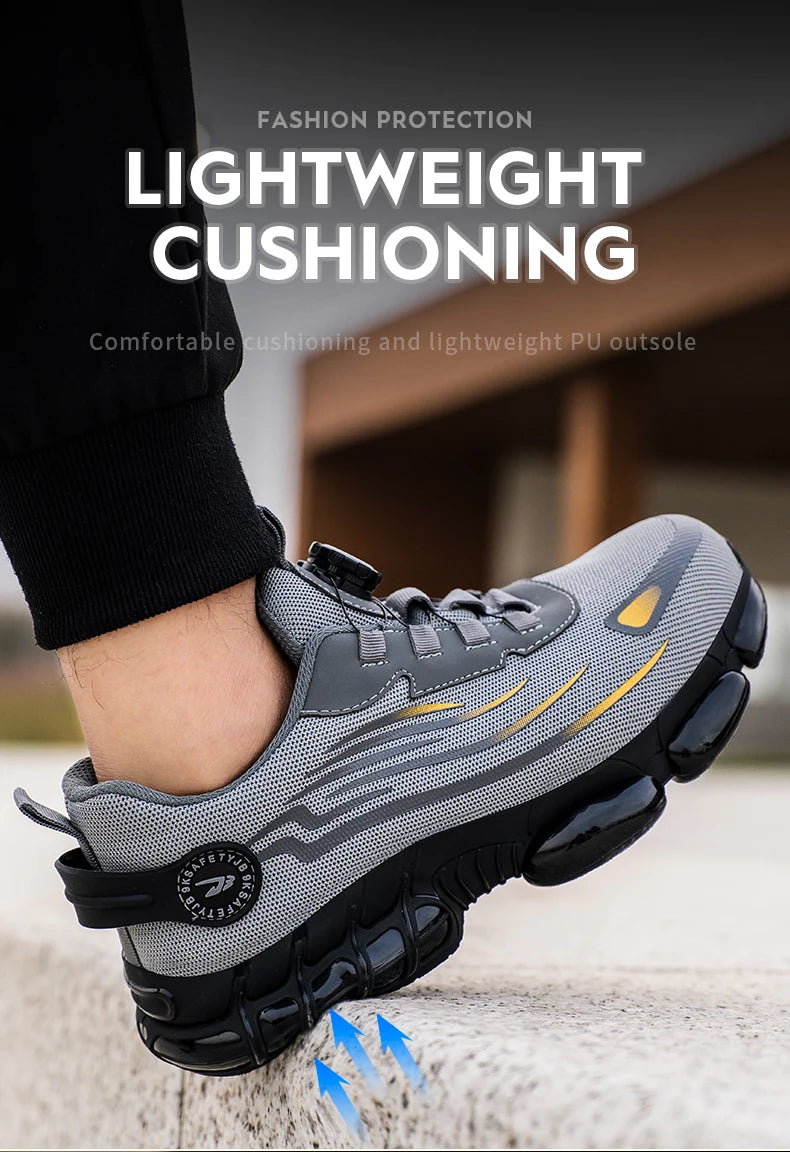 Rotating Button New Safety Shoes Men Anti-smash Anti-puncture Work Shoes Fashion Men Sport Shoes Security Protective Boots Men by HARMONYA STORE