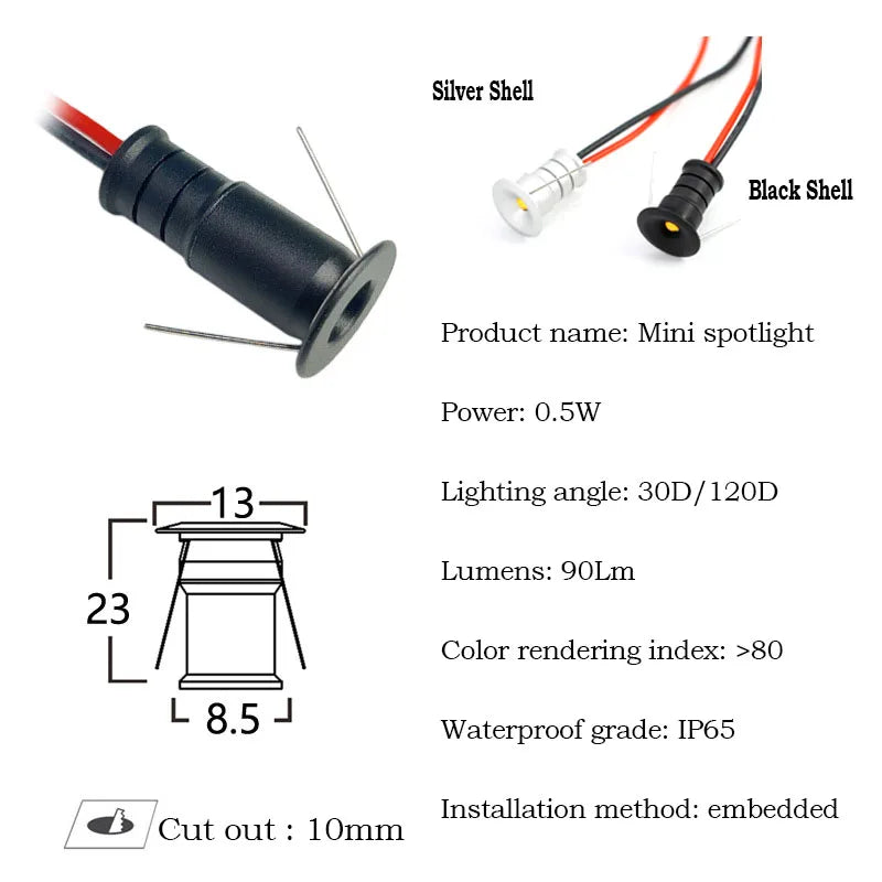 12V Super Mini Spotlight LEDs 10mm Cutout Recessed Dimmable Downlight for Home Decorate Ceiling Lamp Showcase Display Lighting by HARMONYA STORE