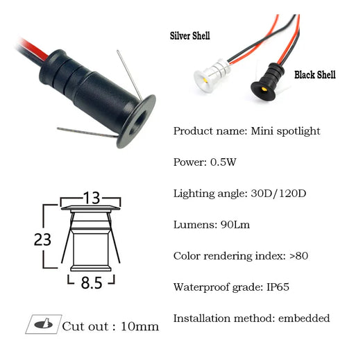 12V Super Mini Spotlight LEDs 10mm Cutout Recessed Dimmable Downlight for Home Decorate Ceiling Lamp Showcase Display Lighting by HARMONYA STORE