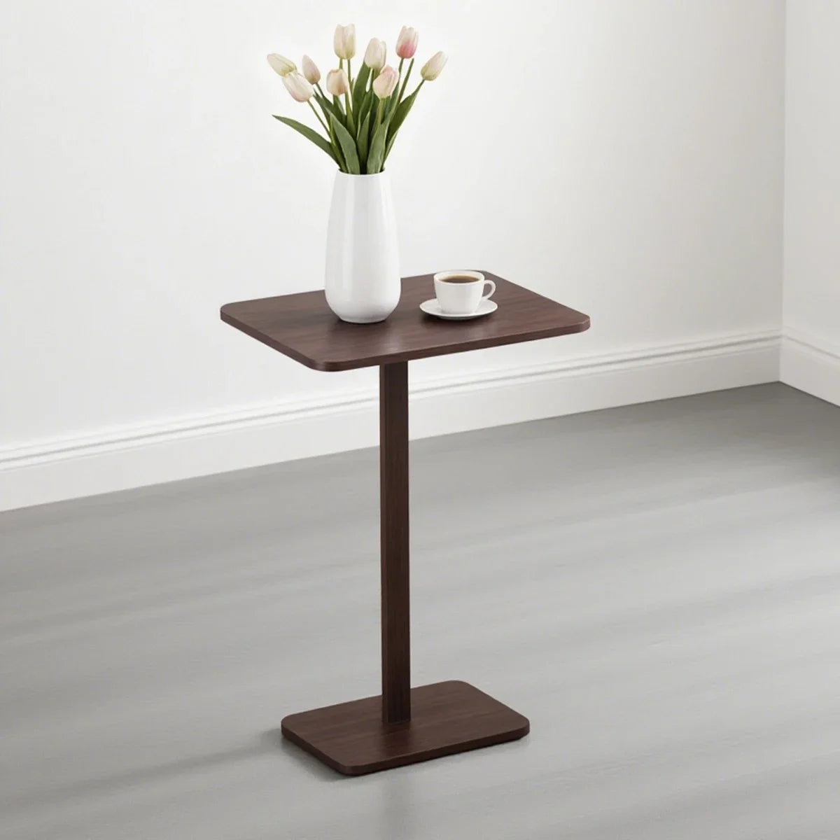 Minimalist C-Shaped End Table，Lightweight Sofa Bed Tray，Rustic Brown For Small Living Room TV Snack by HARMONYA STORE