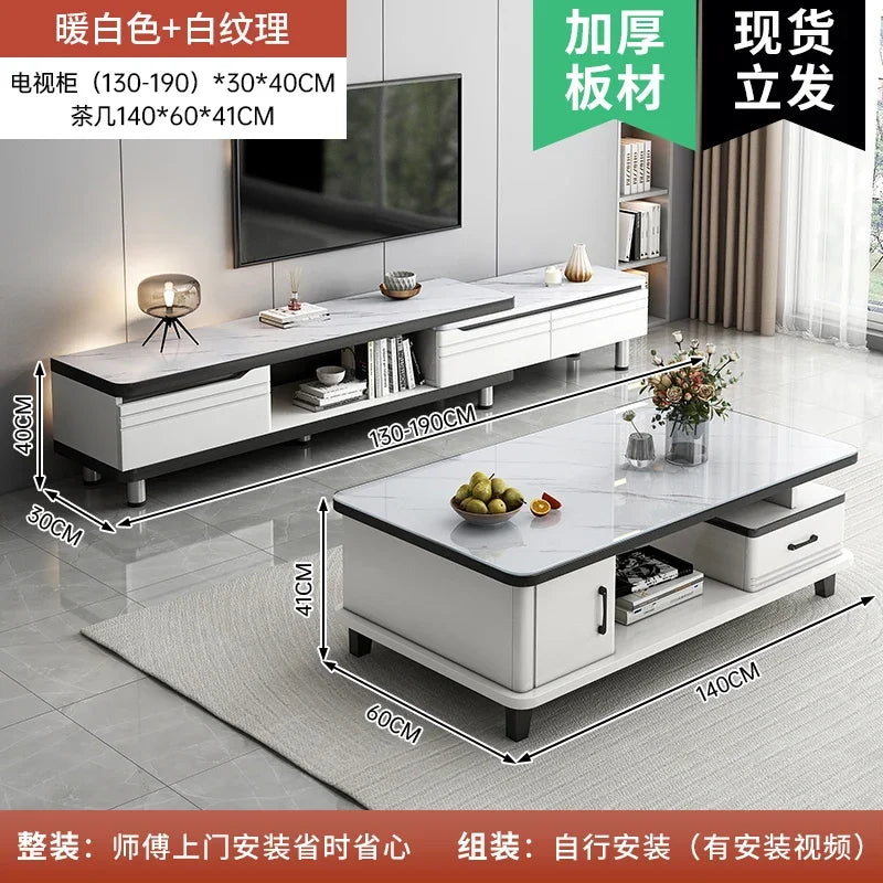 Modern LED TV Stand for Televisions Up Coffee Table Glass Shelves and Drawer Gaming Entertainment Center with Multiple Cabinet by HARMONYA STORE