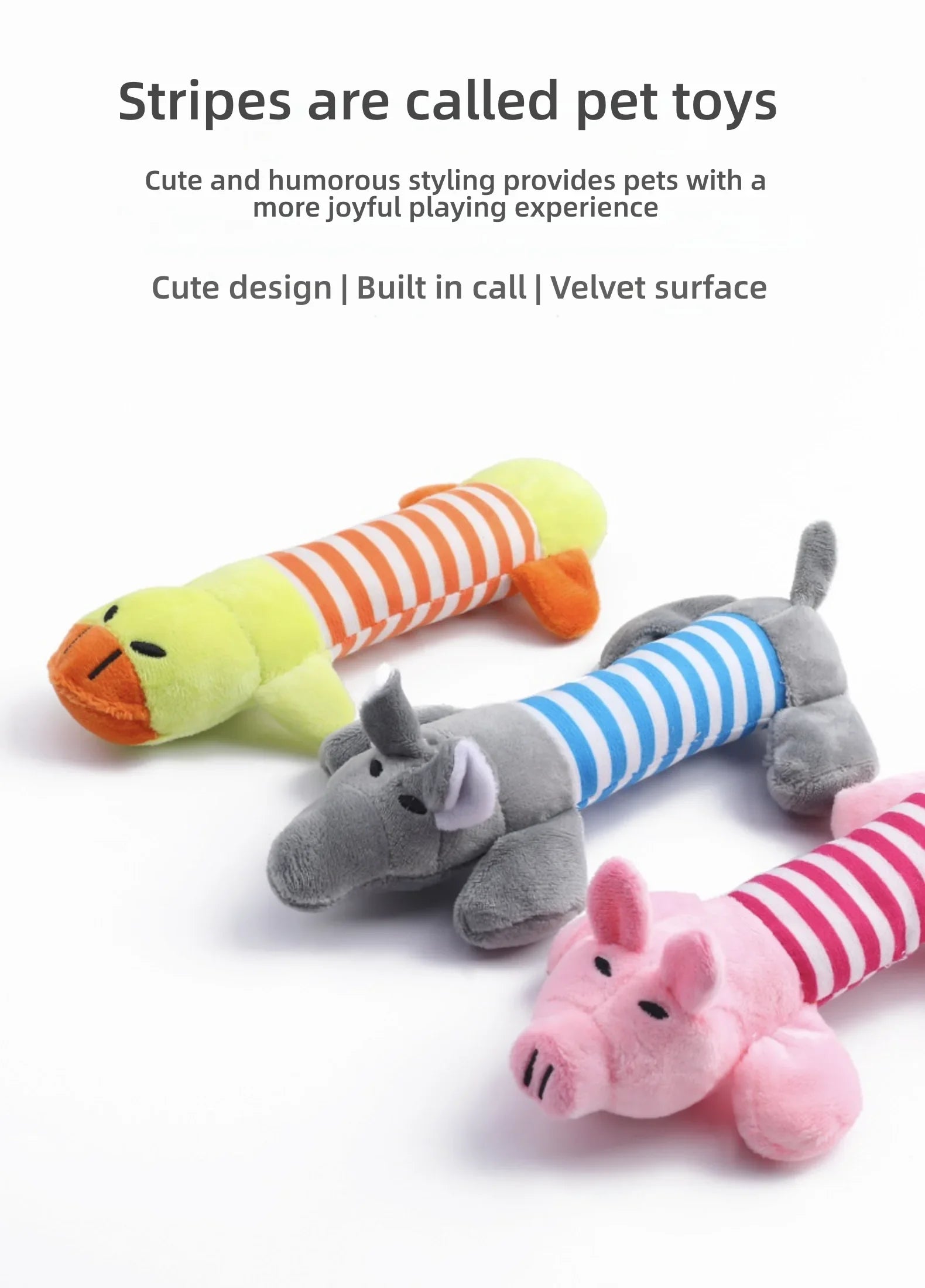 Pet Dogs, Cats, Plush Cartoon Embroidery, Bite Resistant and Stress Relieving, Ducks, Pigs, Elephants, Cute Vocalizations Toys by HARMONYA STORE