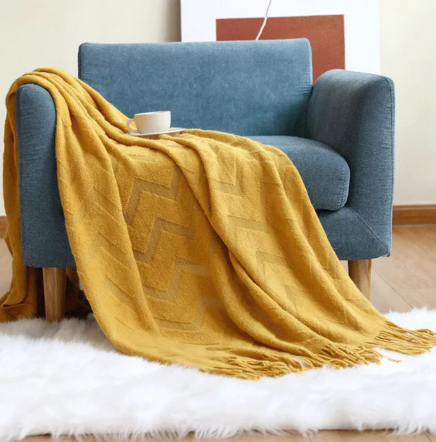 Elegant Nordic Blankets Tassel Knitted Sofa Cover Home Decorate Bedsheet Throw Blanket Cashmere Khaki Tapestry for Summer Elegan by HARMONYA STORE
