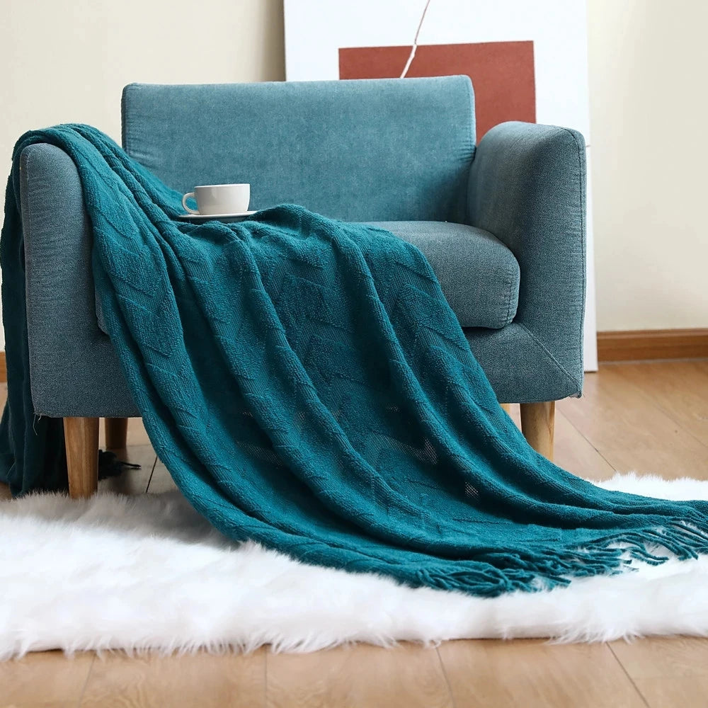 Elegant Nordic Blankets Tassel Knitted Sofa Cover Home Decorate Bedsheet Throw Blanket Cashmere Khaki Tapestry for Summer Elegan by HARMONYA STORE