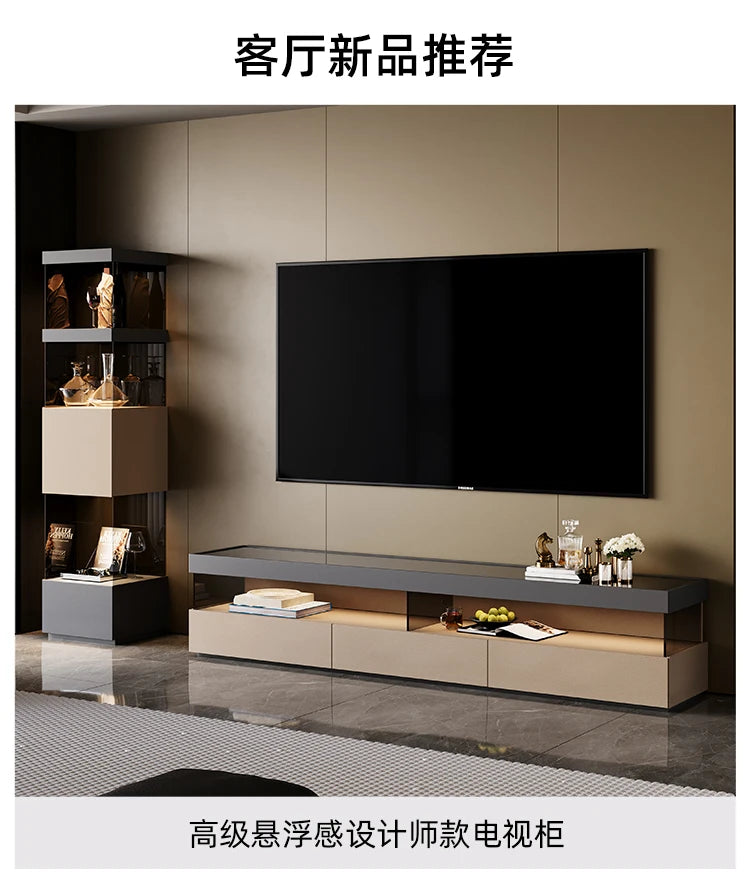 Glas Transparent Tv Table Cabinet Storage Luxury Floor Modern Tv Table Entertainment Center Meuble Television Salon Furnitures by HARMONYA STORE