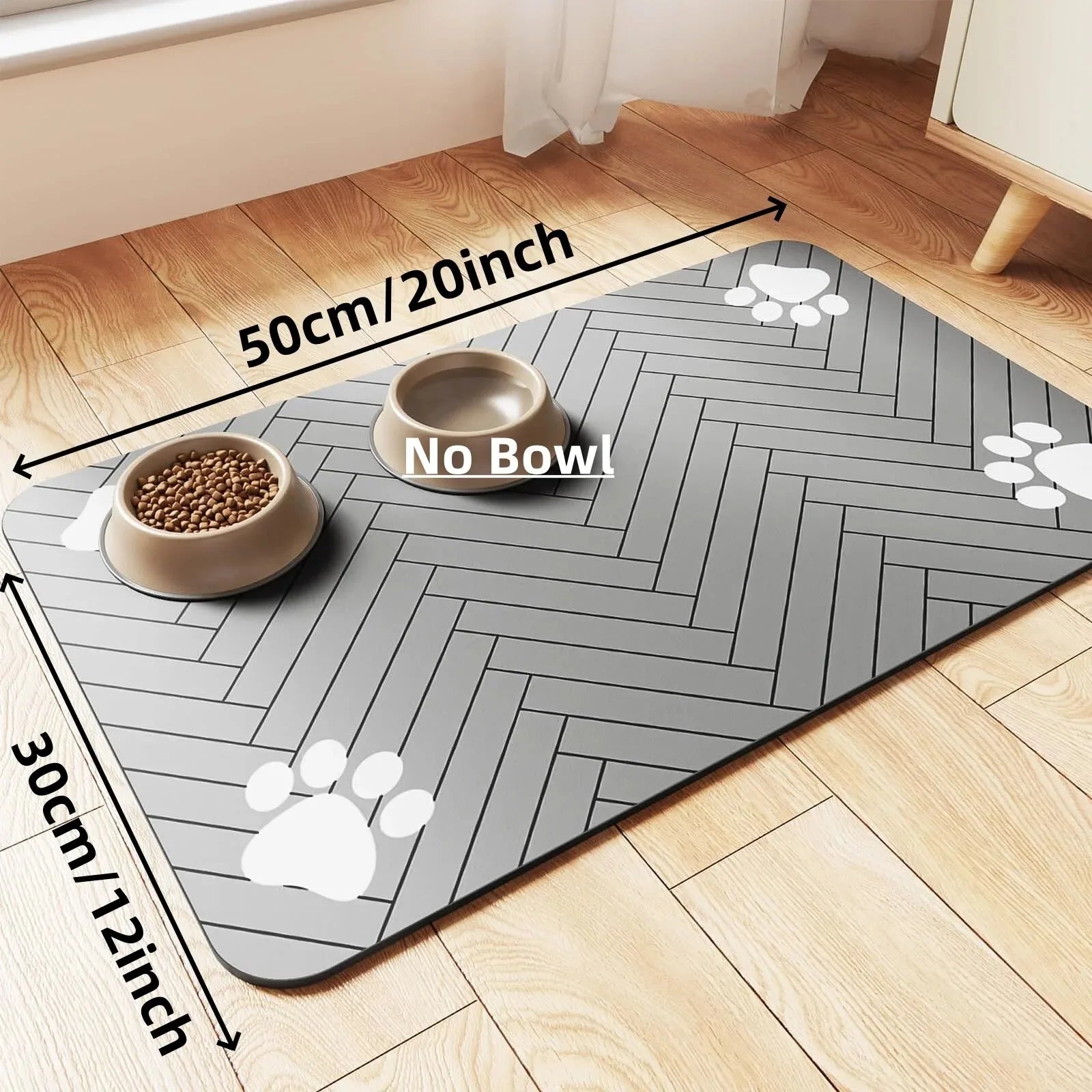 Pet Feeding Mat-Absorbent Pet Placemat Rubber Backing Quick Dry Water Mat for Dog Cat for Food and Water Bowl with Waterproof by HARMONYA STORE