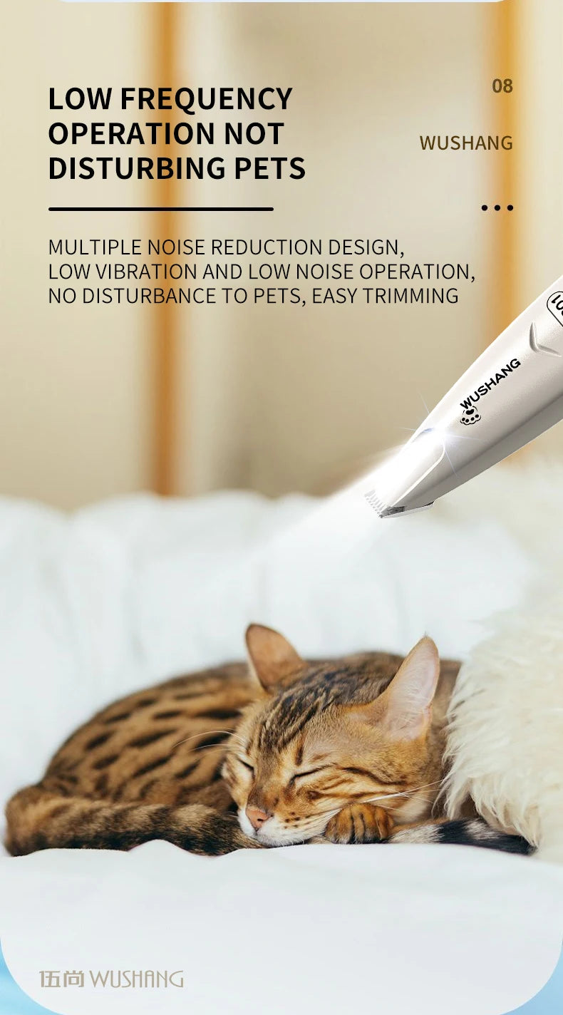 Pet Dog Electric Groomer Trimmer with LED Light Waterproof Pet Foot Hair Trimmer Low Noise Cat Dog Face Foot Ear Hip Paw Shaver by HARMONYA STORE