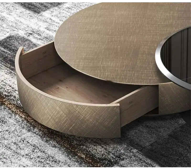 Designer Stainless Steel Coffee Tables European Luxury Round Tea Table Living Room Furniture Italian Tempered Glass Side Table by HARMONYA STORE
