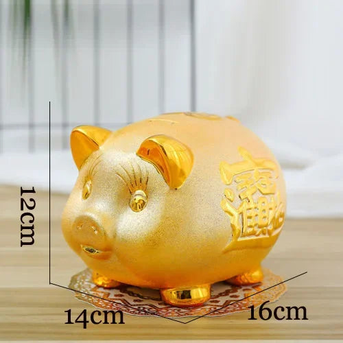 Creative Golden Pig Ceramic Piggy Bank 2023 New Kids Coin Bank Cute Cartoon Piggy Bank Gift Craft Money Box Savings Home Decor by HARMONYA STORE