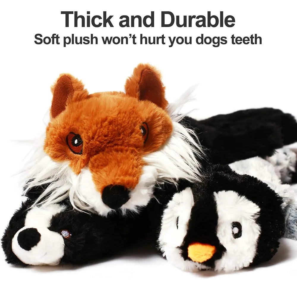 Funny Simulated Animal No Stuffing Dog Toy with Squeakers Durable Stuffingless Plush Squeaky Dog Chew Toy Crinkle Pet Squeak Toy by HARMONYA STORE