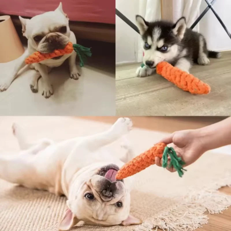 Cotton Rope Weaving Carrot Pet Toy for Puppies - Durable Wear & Bite Resistance Boredom Relief Dog Toy by HARMONYA STORE