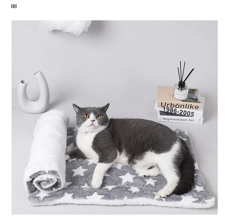 Flannel Pet Sleeping Mat Dog Bed Cat Litter Puppy Bed Dog Sofa Lovely Mattress Cushion for Small Large Dog Blanket For Winter by HARMONYA STORE