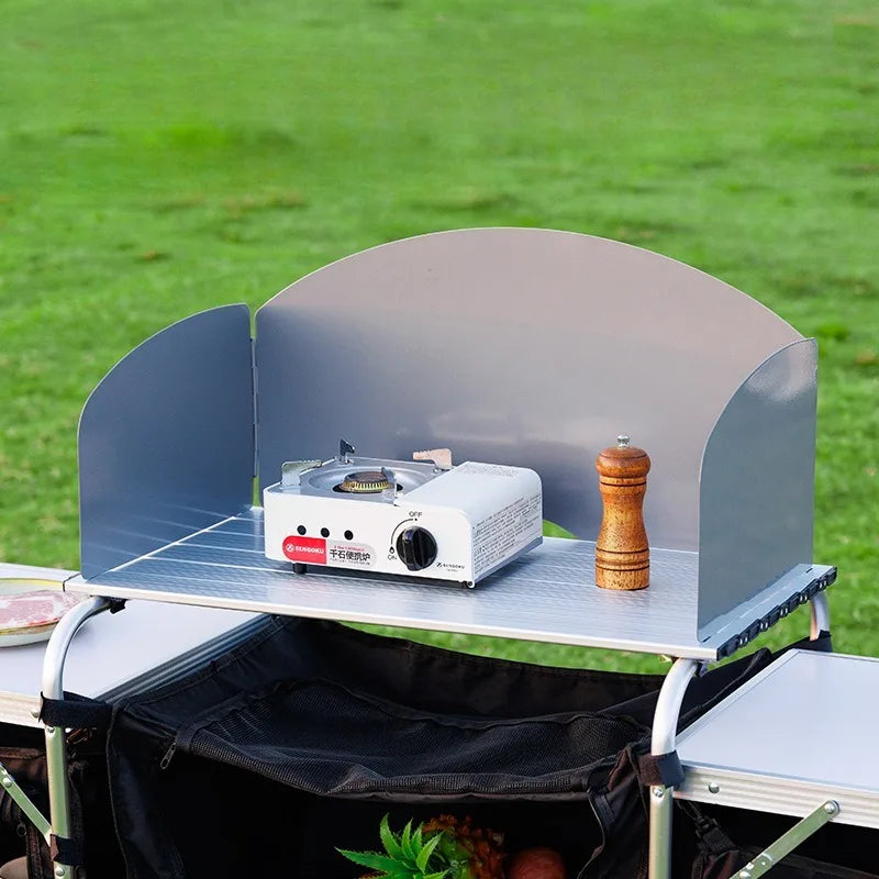 Outdoor Folding Portable Table Aluminum Alloy Frame Multi-functional Mobile Kitchen Dining Table Stable Camping Equipment by HARMONYA STORE