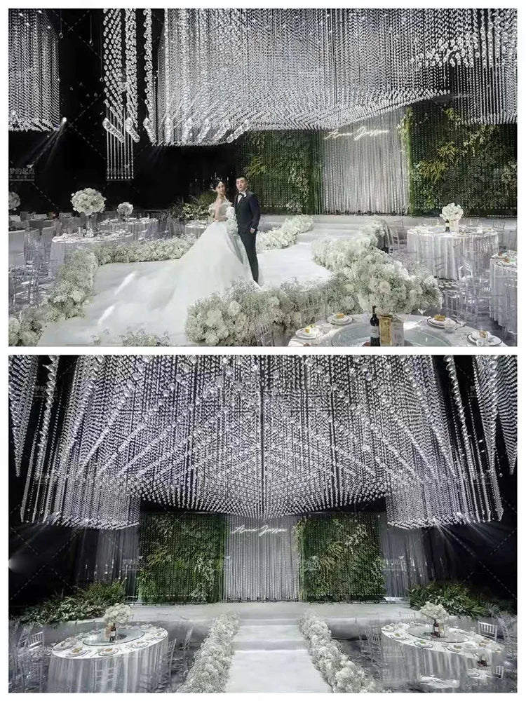 10 Strings Acrylic Bead Curtain Wedding Arrangement Crystal Decoration Home Decorate Pendant Window Stage Crystal Pendant by HARMONYA STORE
