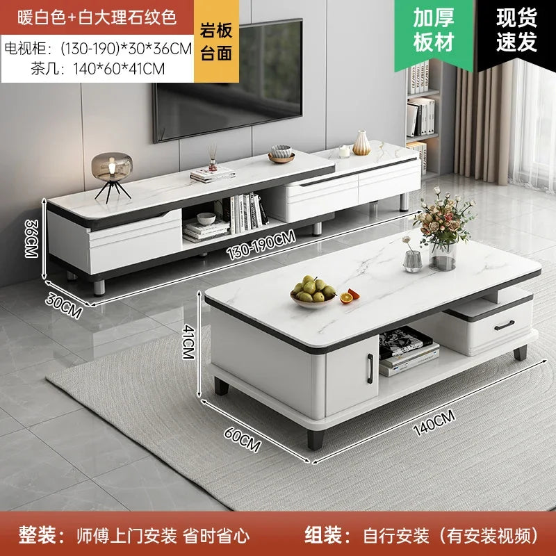 Modern LED TV Stand for Televisions Up Coffee Table Glass Shelves and Drawer Gaming Entertainment Center with Multiple Cabinet by HARMONYA STORE