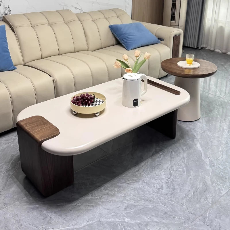Modern Coffee Table Living Room Small Marble Side Table Glass Round Center Table Nordic Japandi Wabi Sabi Minimalist Furniture by HARMONYA STORE