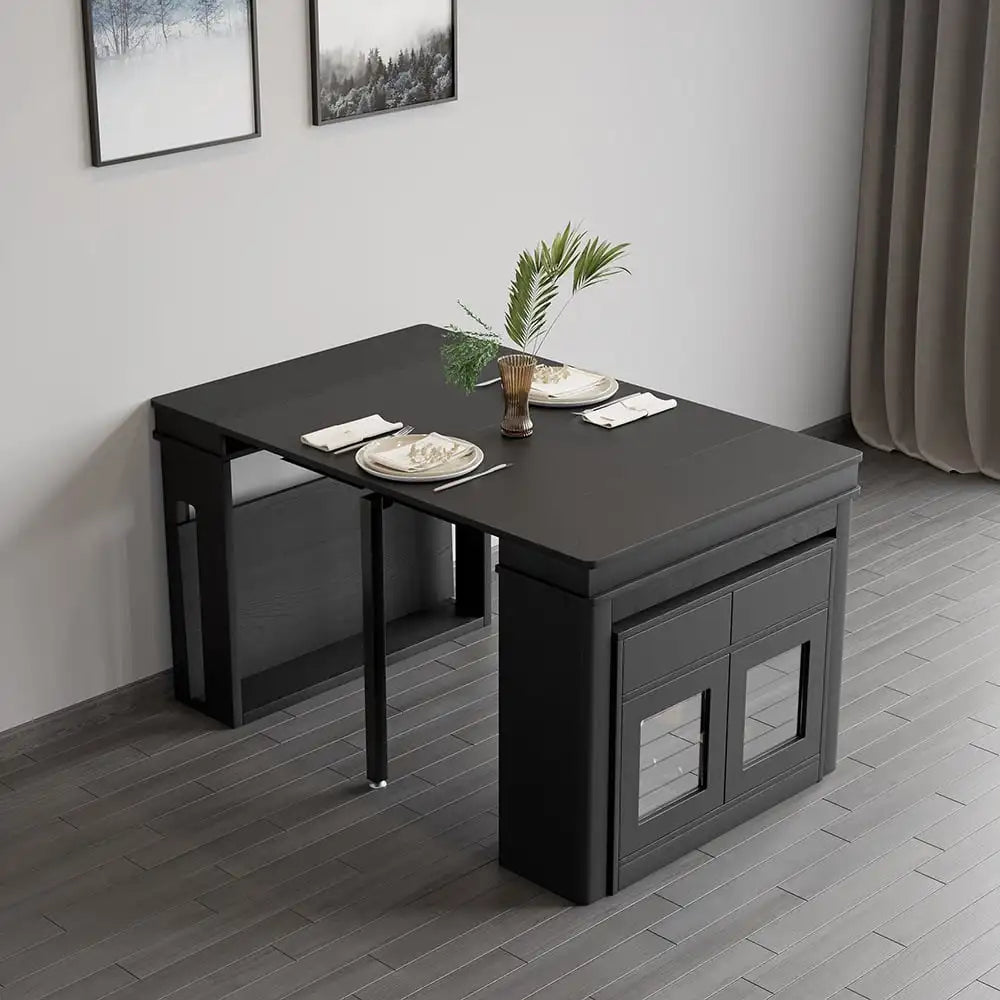 Modern Extendable Dining Table Rectangle Sideboard With Storage by HARMONYA STORE