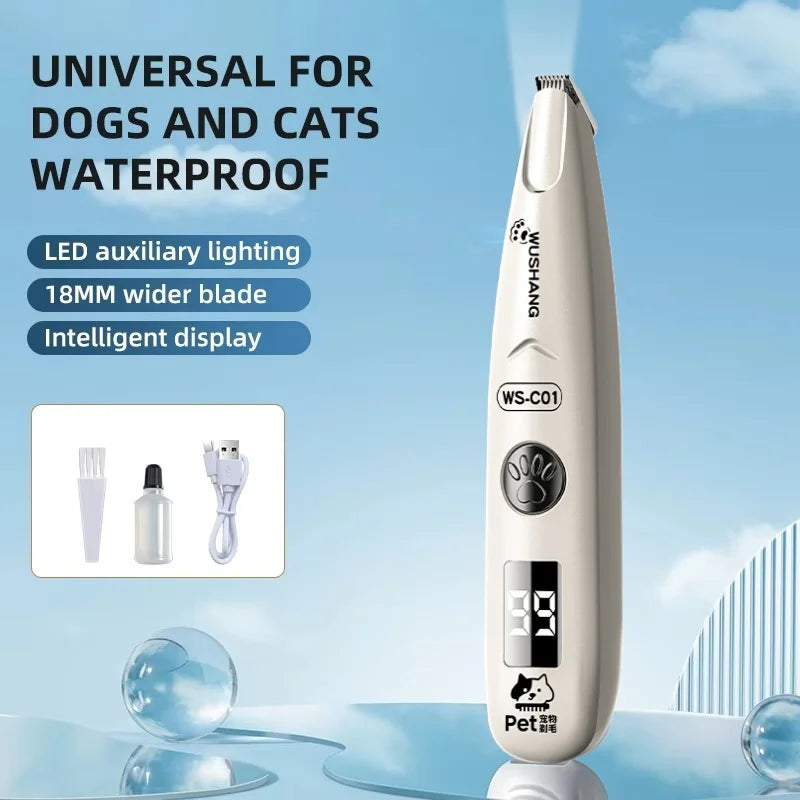 Pet Dog Electric Groomer Trimmer with LED Light Waterproof Pet Foot Hair Trimmer Low Noise Cat Dog Face Foot Ear Hip Paw Shaver by HARMONYA STORE
