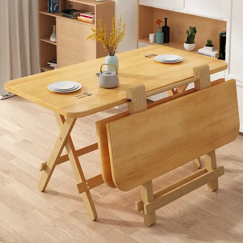 Solid Wood Rectangular Foldable Table Portable Dining Table for Home Small Apartment Balcony Bay Window Study Picnic Desk by DSERS