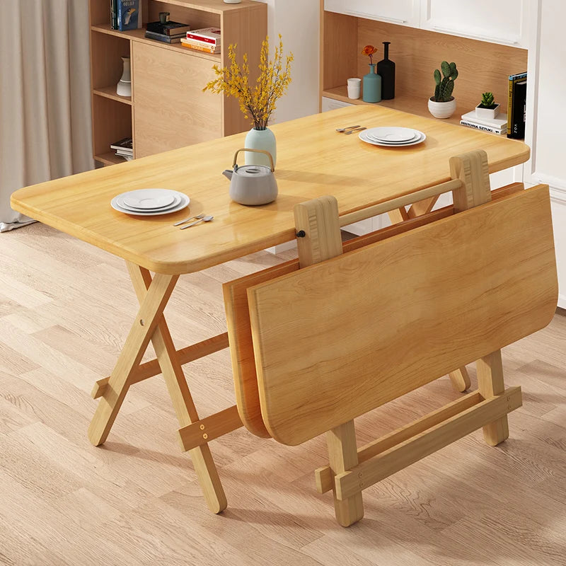 Solid Wood Rectangular Foldable Table Portable Dining Table for Home Small Apartment Balcony Bay Window Study Picnic Desk by HARMONYA STORE