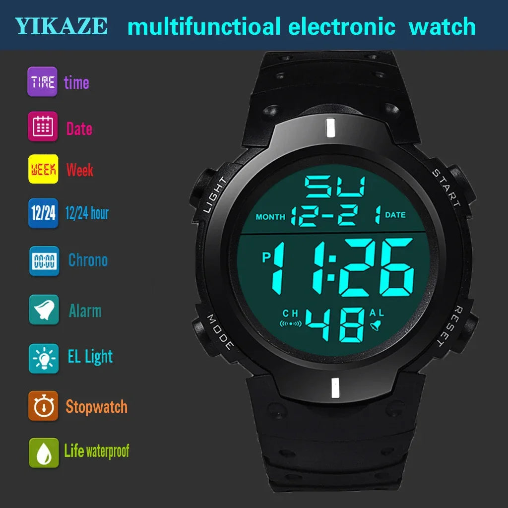 Men Sport LED Watches Top Brand Men Digital Clock Multi-Functional Rubber Man Fitnes Athlete Timekeeping Electronic Watch Reloj by HARMONYA STORE