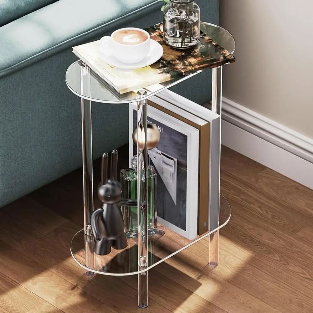 Sofa Table Side Transparent Tea Tables Auxiliary Table Acrylic Storage Cabinet Nightstands Acrylic Coffee Table For Home Decor by HARMONYA STORE