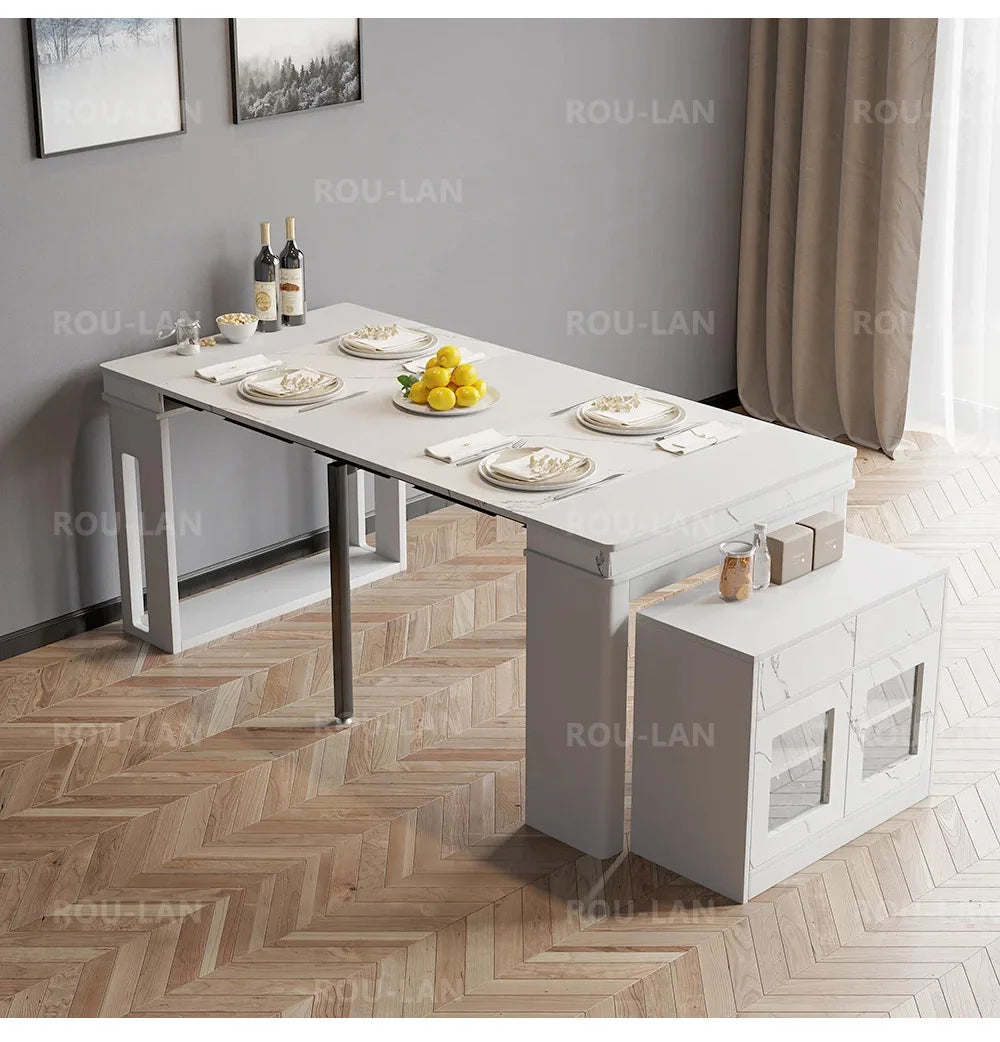 Modern Extendable Dining Table Rectangle Sideboard With Storage by HARMONYA STORE
