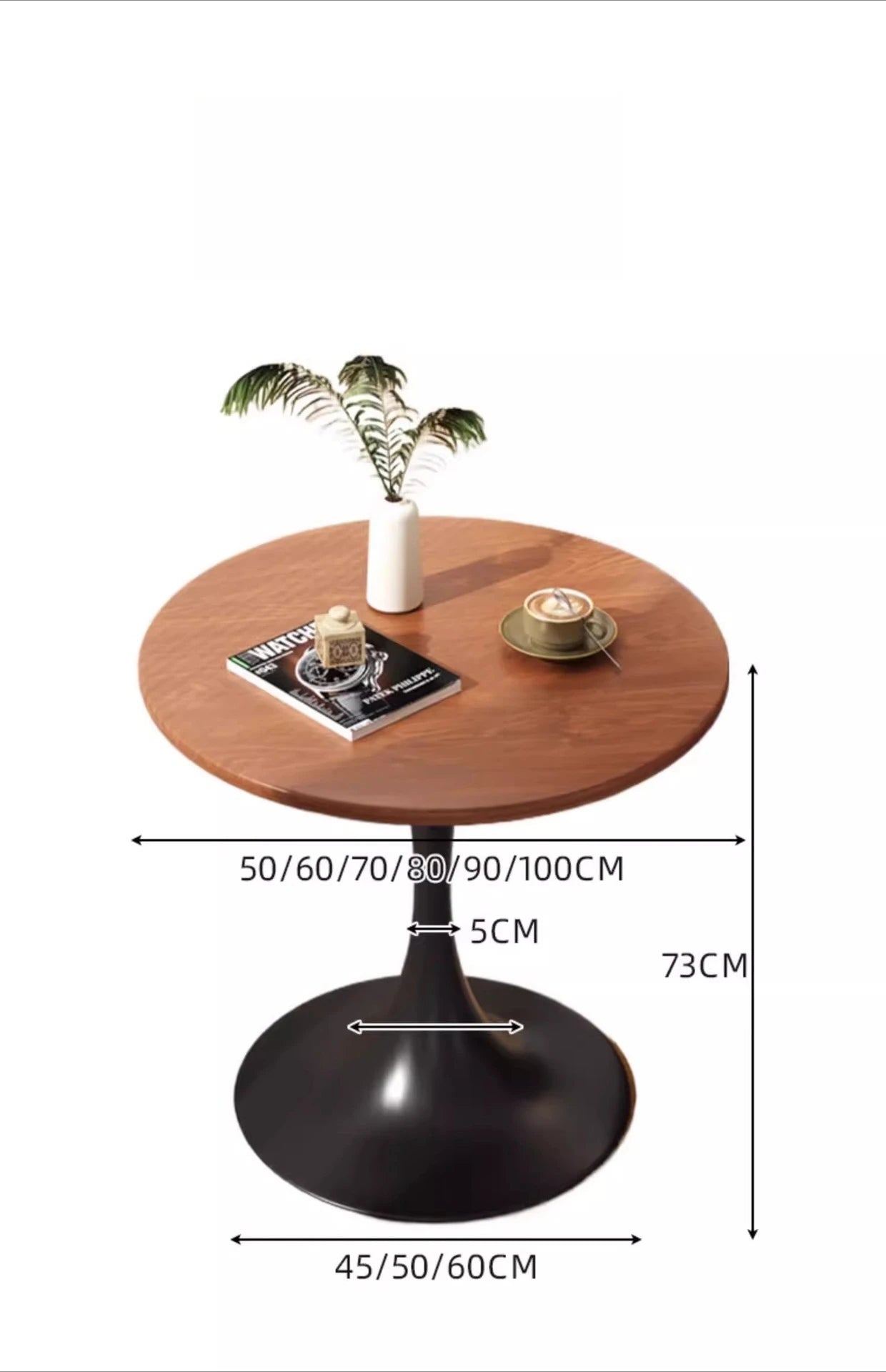 Modern tulip round table, household wooden dining table, negotiation tea table, coffee round table, carbon steel metal base by HARMONYA STORE