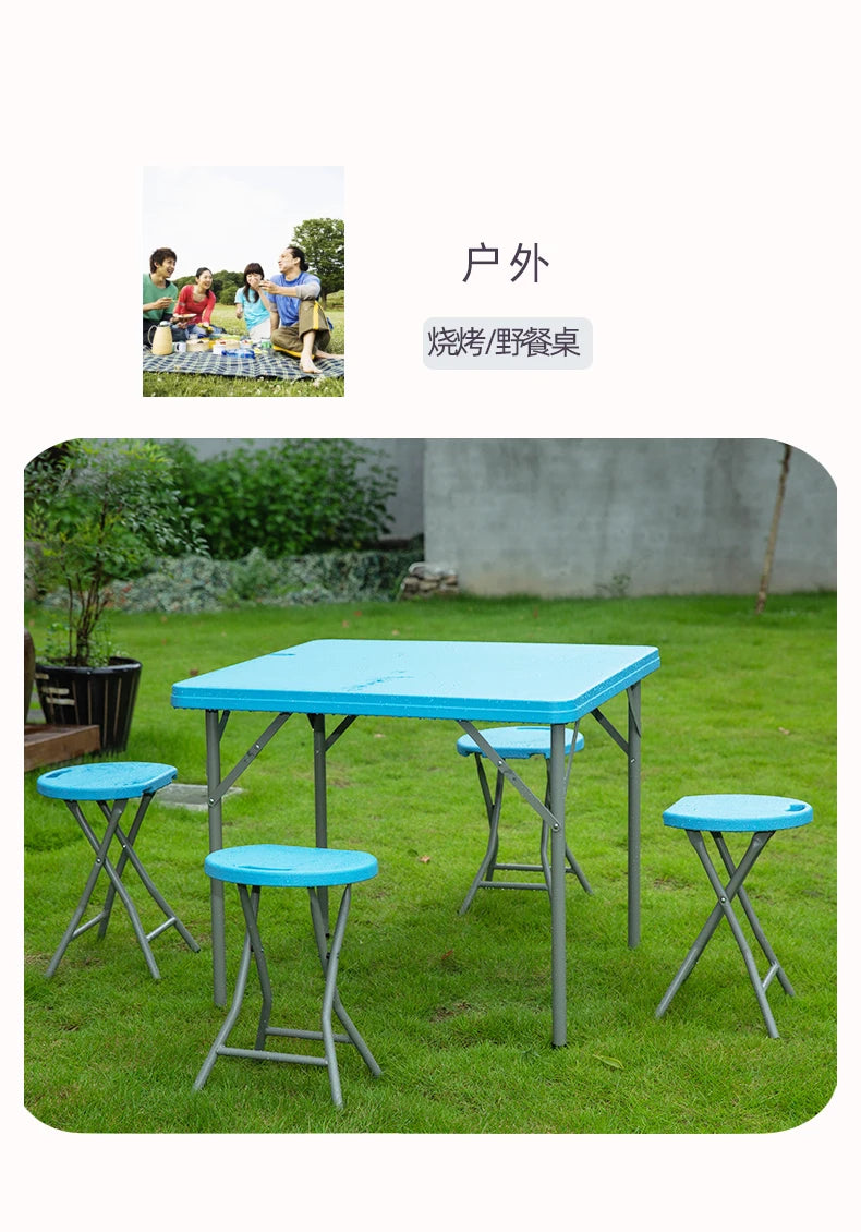 Folding square table, household dining table, square mahjong square table, outdoor portable plastic stall, street stall table by HARMONYA STORE