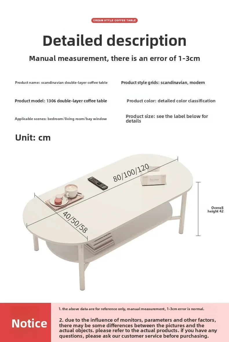 Coffee table small apartment living room household sofa tea table oval table small table by HARMONYA STORE